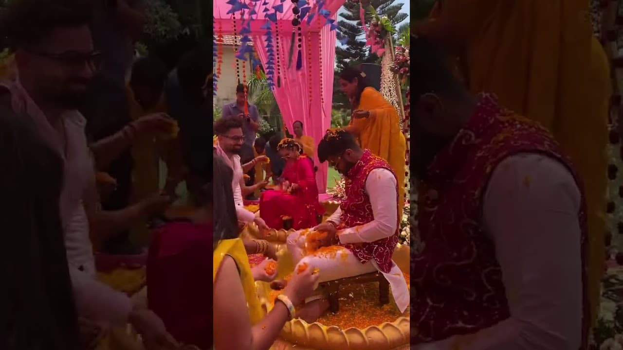 #haldi ceremony with flowers #ytshorts #shorts #haldiceremony #indianwedding